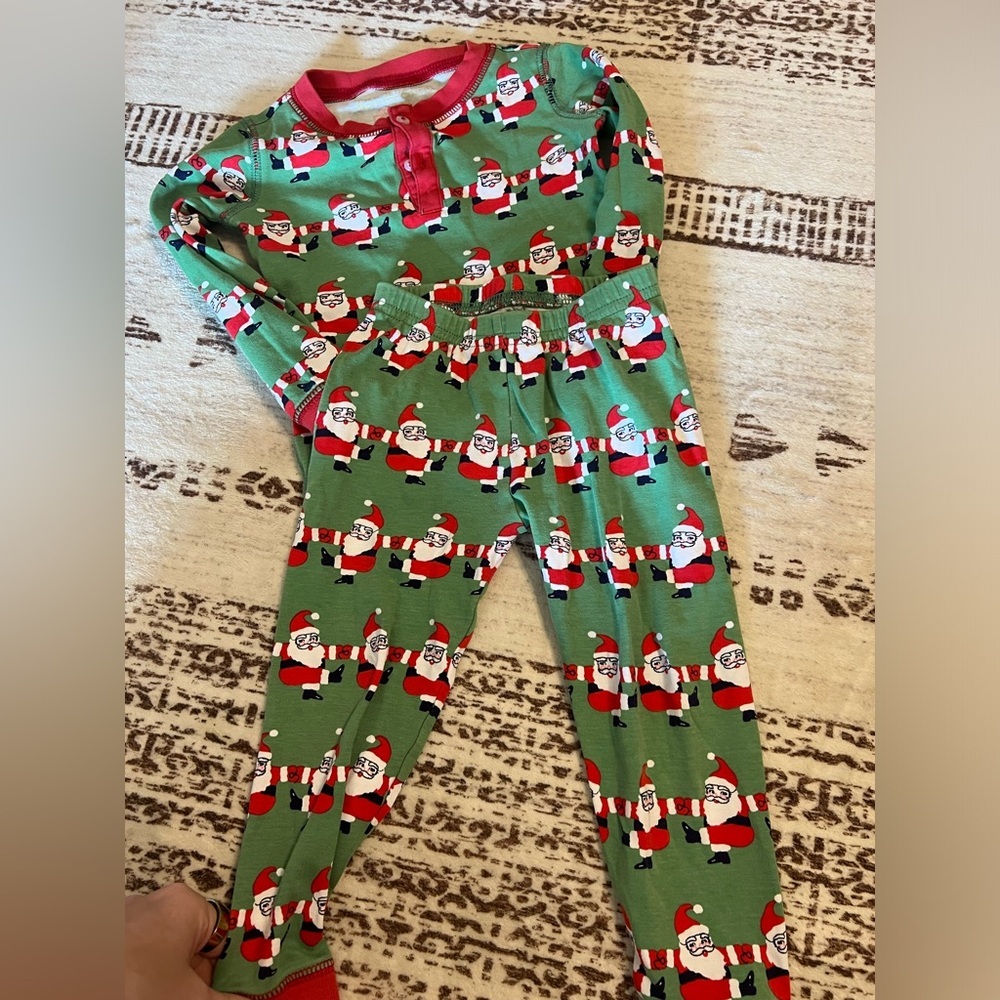 The Beaufort Bonnet Company santa print christmas pajama set 2T long sleeve pant - Picture 4 of 5